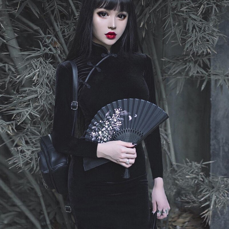 Gothic Harajuku Black Mini Party Dress