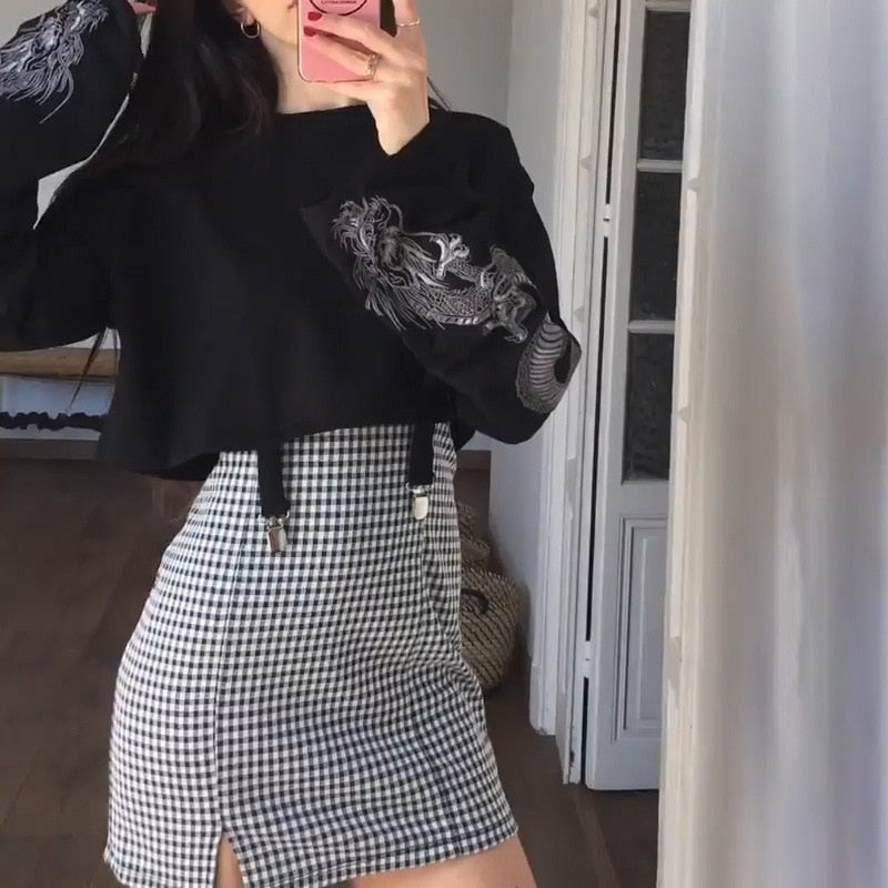 Gothic Grunge Dragon Printed Sweatshirt freeshipping - Chagothic