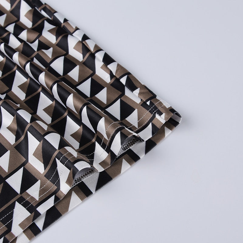Sexy Brown Geometric Patten Skirt