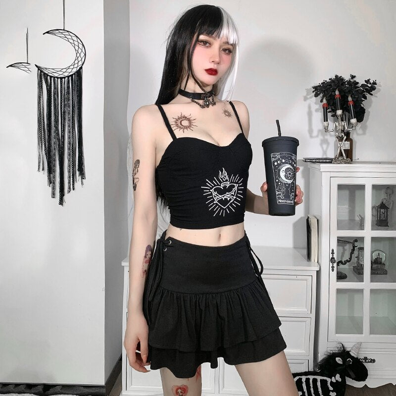 Gothic Aesthetic Black Pleated Skirt freeshipping - Chagothic
