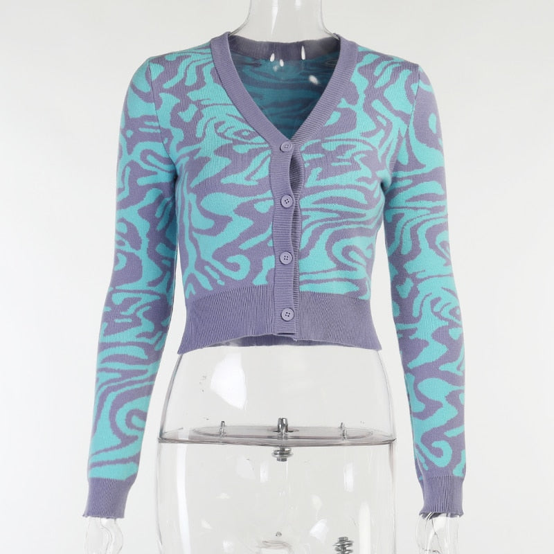 Neck Purple Short Knitted Sweater freeshipping - Chagothic