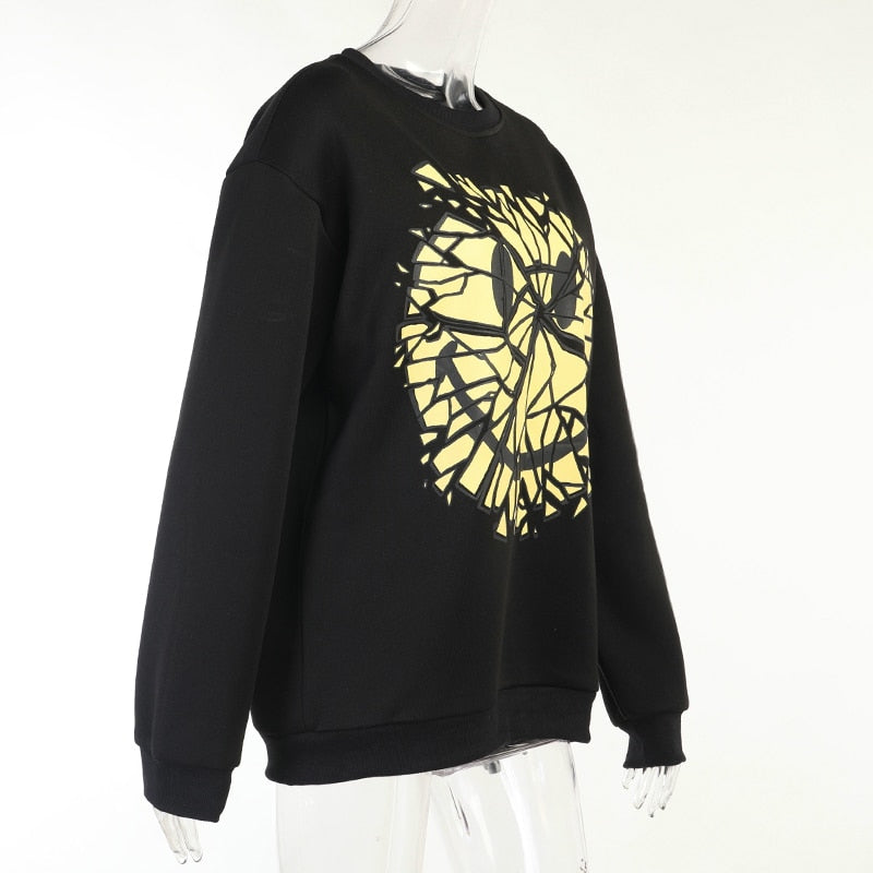 Goth Smile Emo Graphic Print Sweatshirt