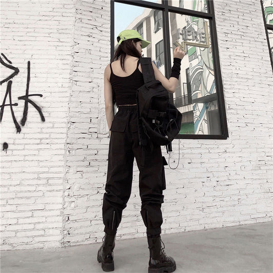 Punk Big Pocket Zipper High Waist Pant