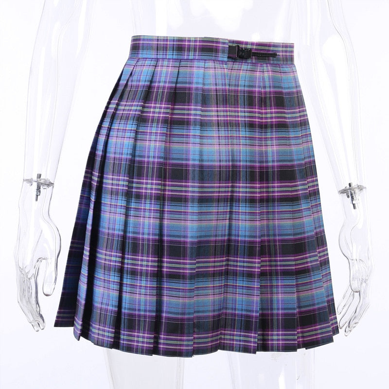 Gothic Plaid Pleated Sexy Skirt freeshipping - Chagothic