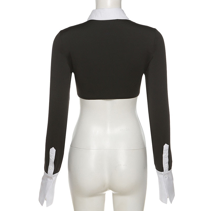 Gothic Blouese Long Sleeve Crop Top