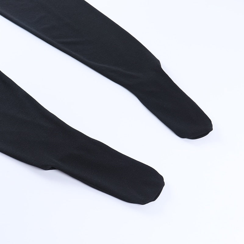 Grunge Black Skull Print Long Sock