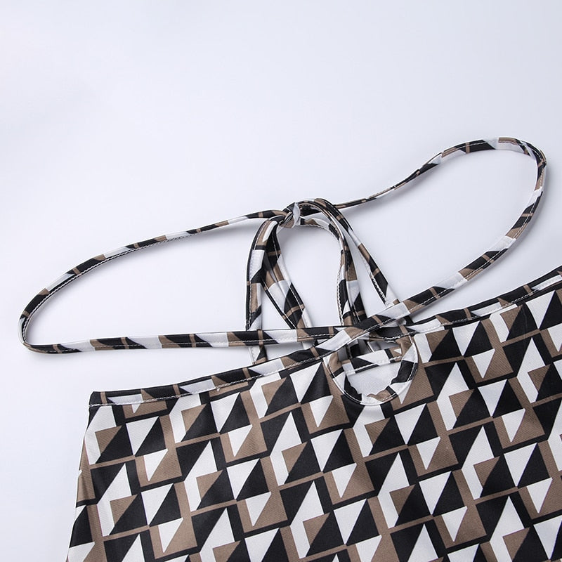 Sexy Brown Geometric Patten Skirt