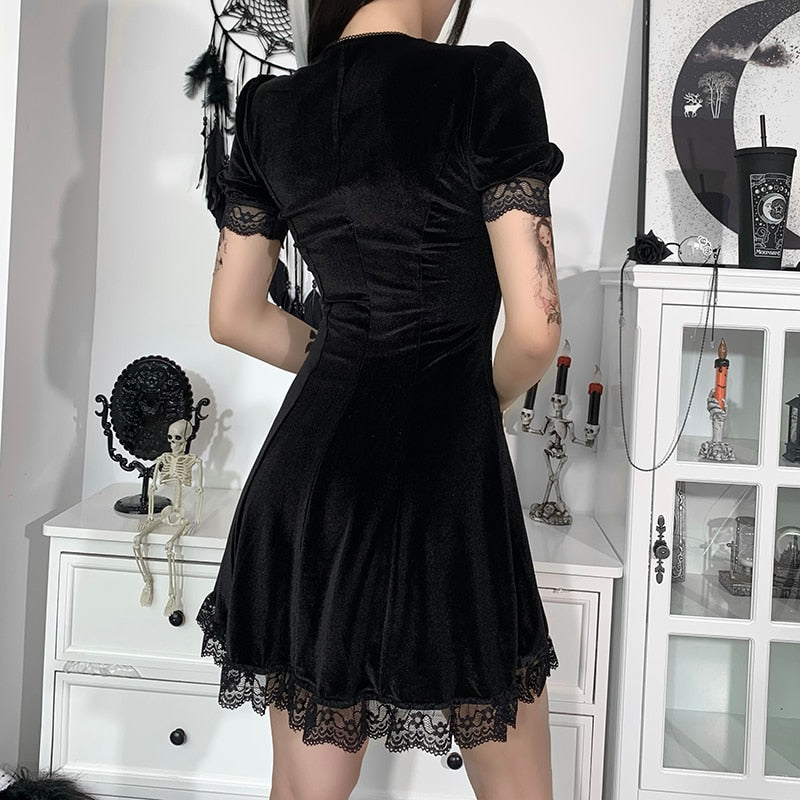 Vintage Lace Black Dress