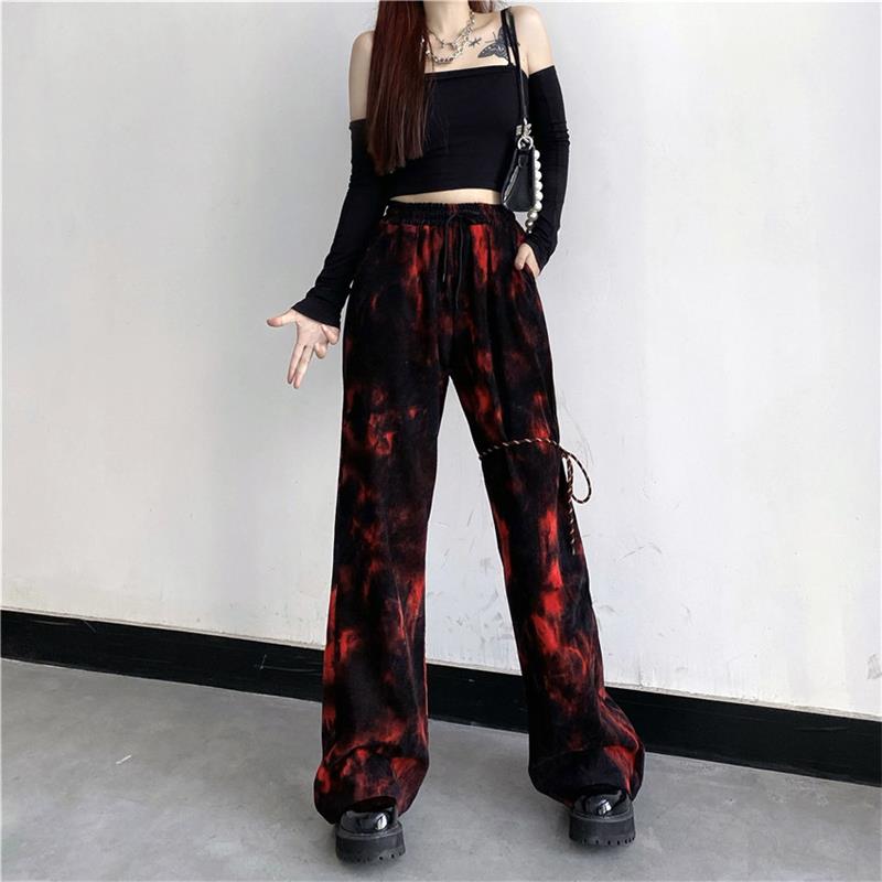 Grunge Tie Dye Red Flame Pant