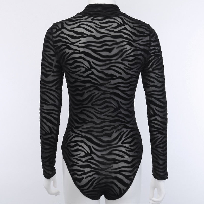 Gothic Sexy Stripe Mesh Bodycon freeshipping - Chagothic