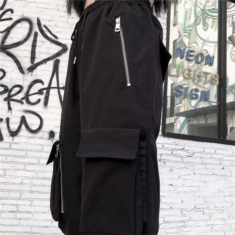 Punk Big Pocket Zipper High Waist Pant