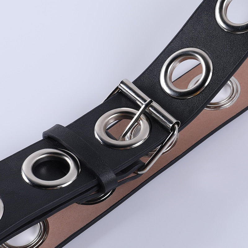 Punk Cut Out Ring Leather Belt