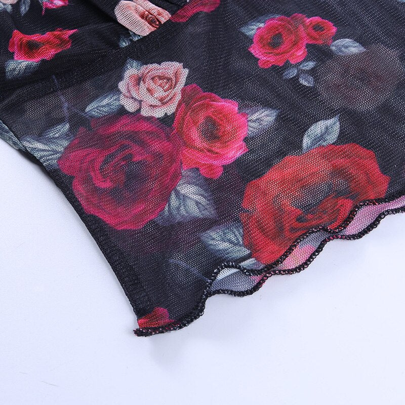 Goth V Neck Mesh T-shirt freeshipping - Chagothic