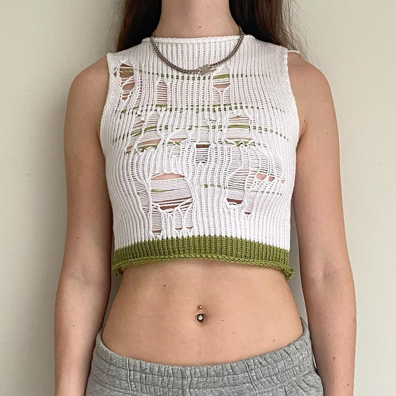 Gothic Patchwork O Neck Tank Top