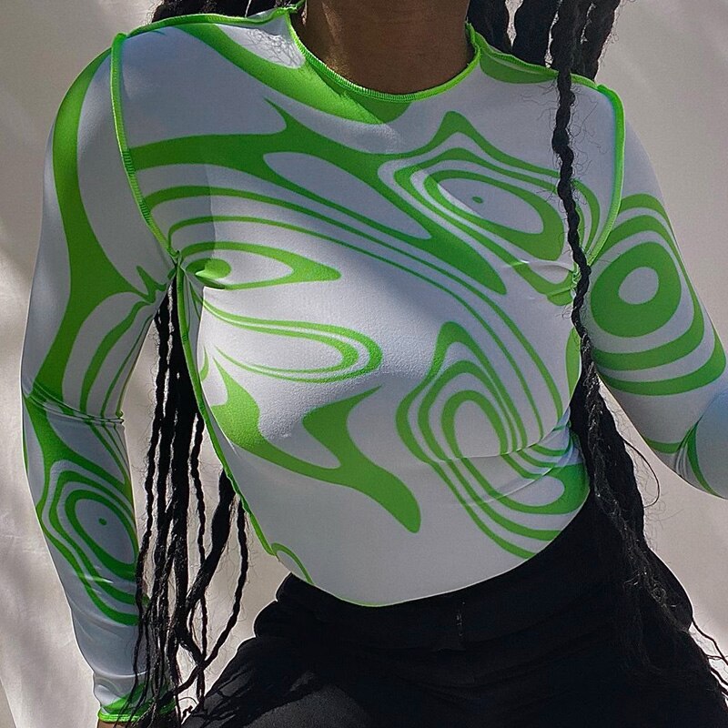 Red Swirl Print T-shirt freeshipping - Chagothic