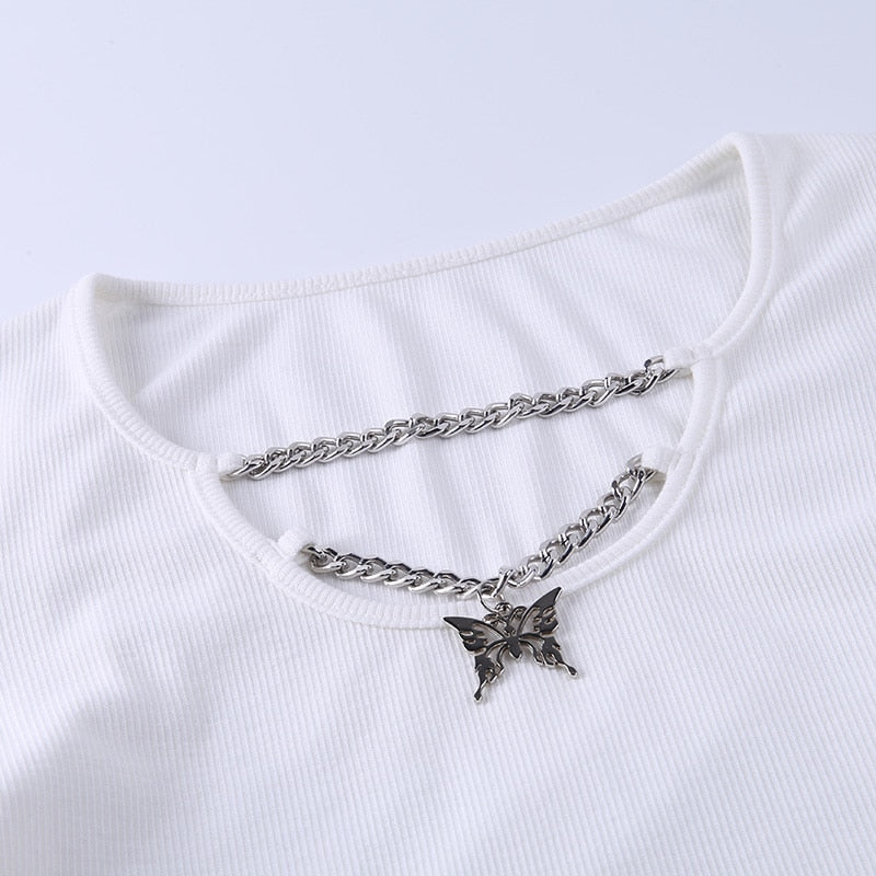 Gothic Butterfly Pendant T-shirt freeshipping - Chagothic