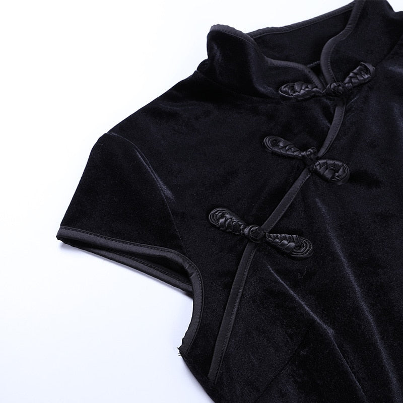 Retro Cheongsam Black Dress