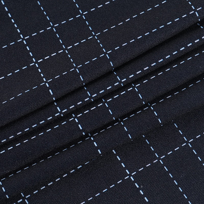 Gothic Black Plaid Turtleneck Dress