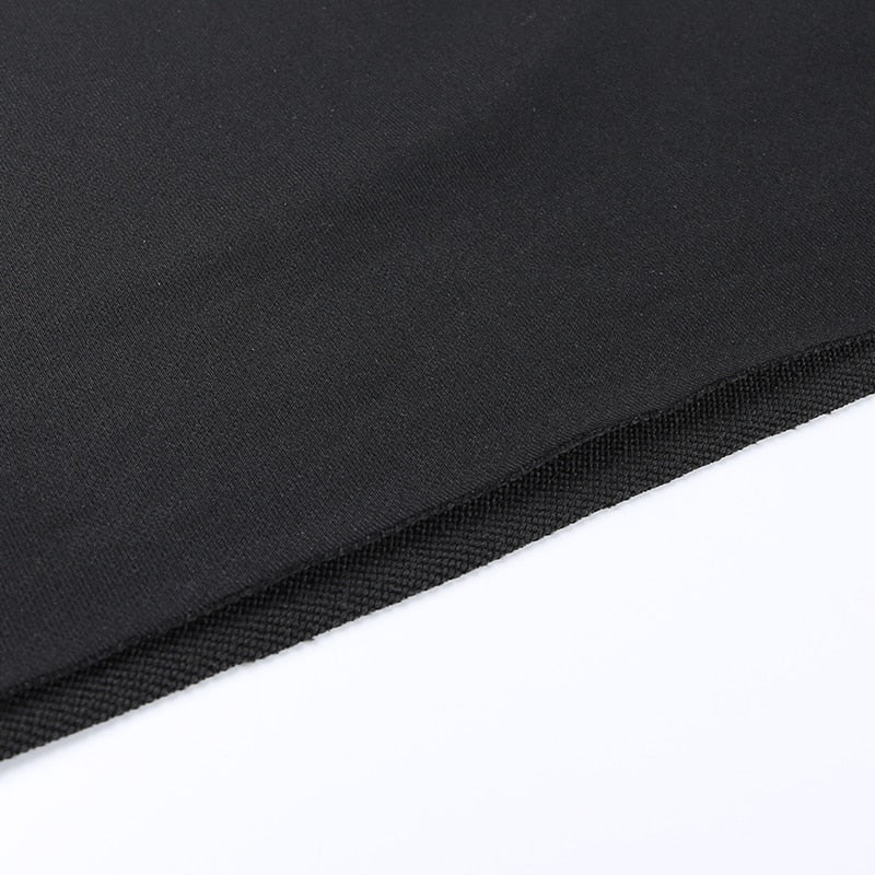 Solid Black Casual Autumn Cropped Sweatshirt freeshipping - Chagothic