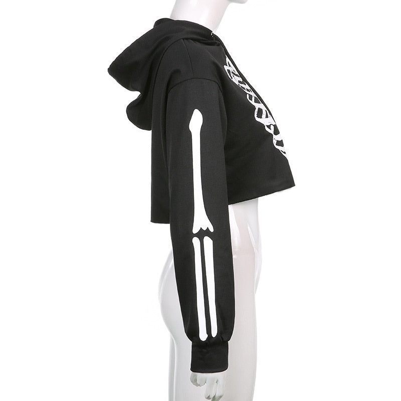 Gothic Grunge Skull Print Hoodie freeshipping - Chagothic