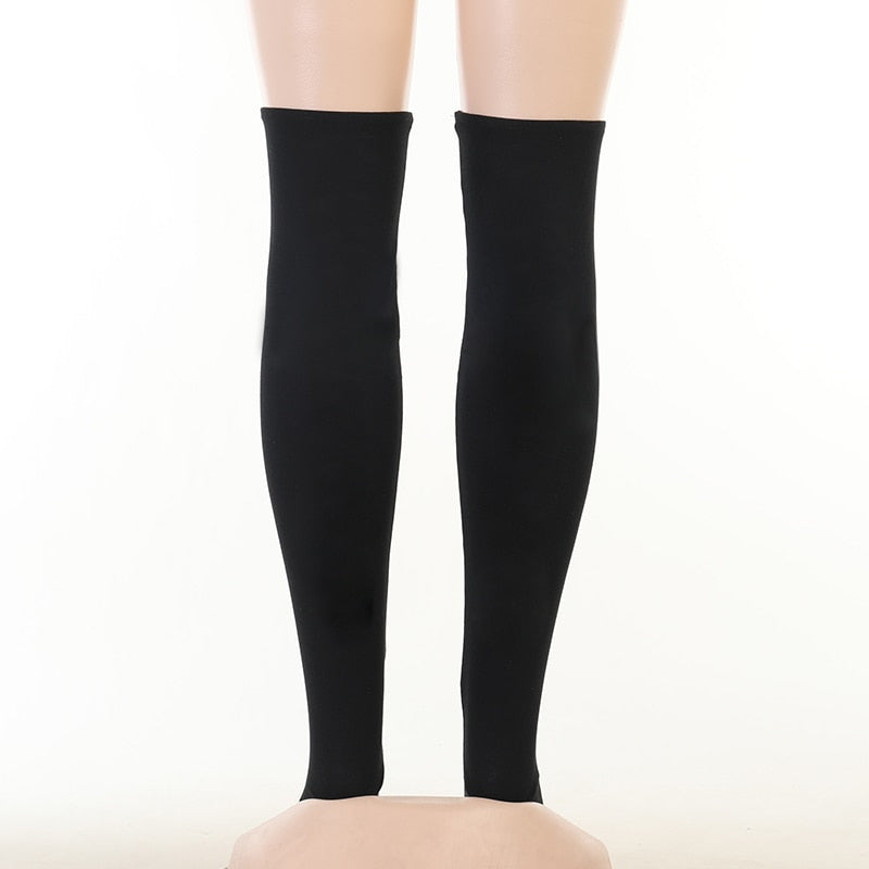 Grunge Black Skull Print Long Sock