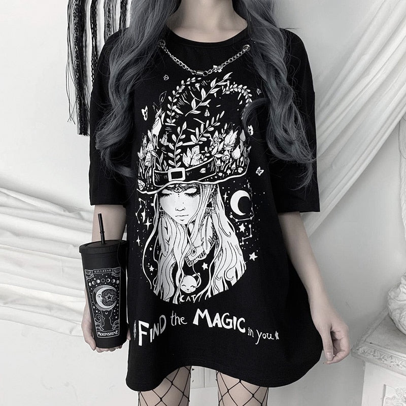 Gothic Swith Print Loose Top freeshipping - Chagothic