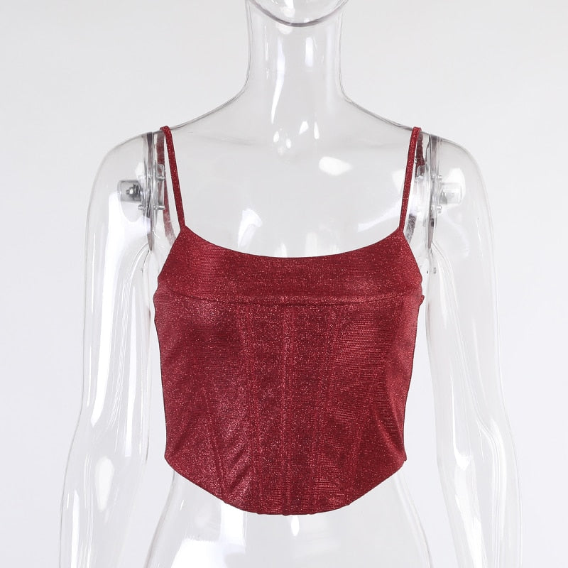 Sequin Red Corset Top