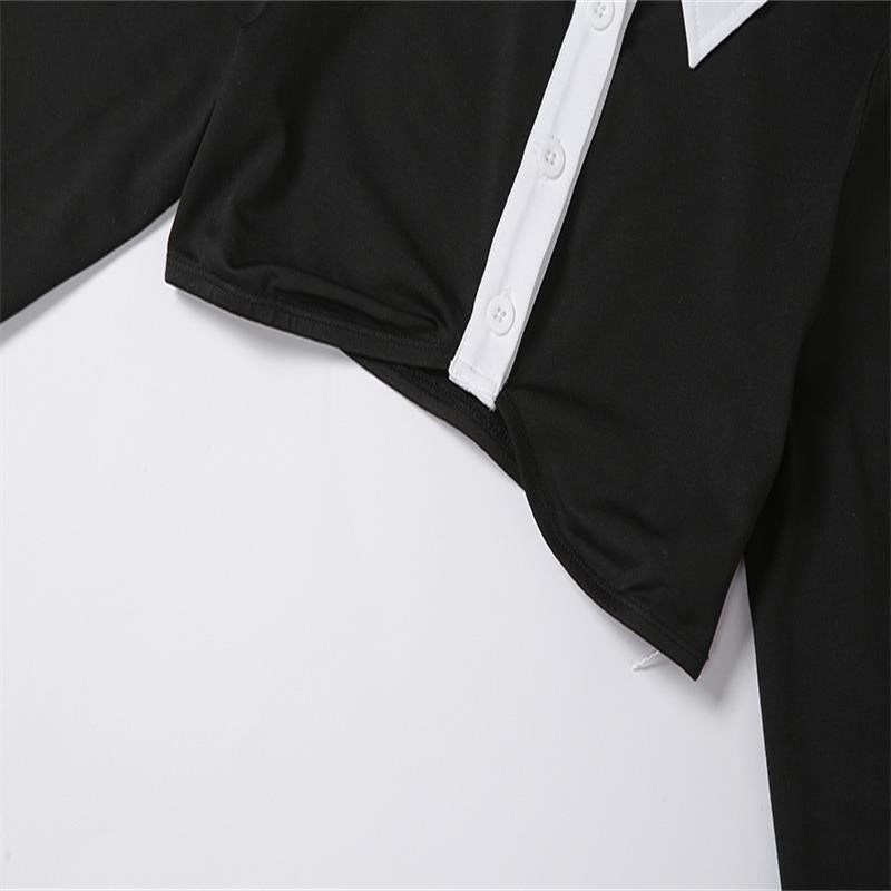 Gothic Blouese Long Sleeve Crop Top