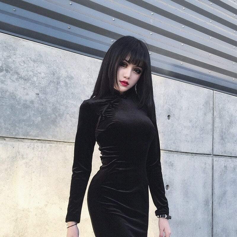 Gothic Harajuku Black Mini Party Dress