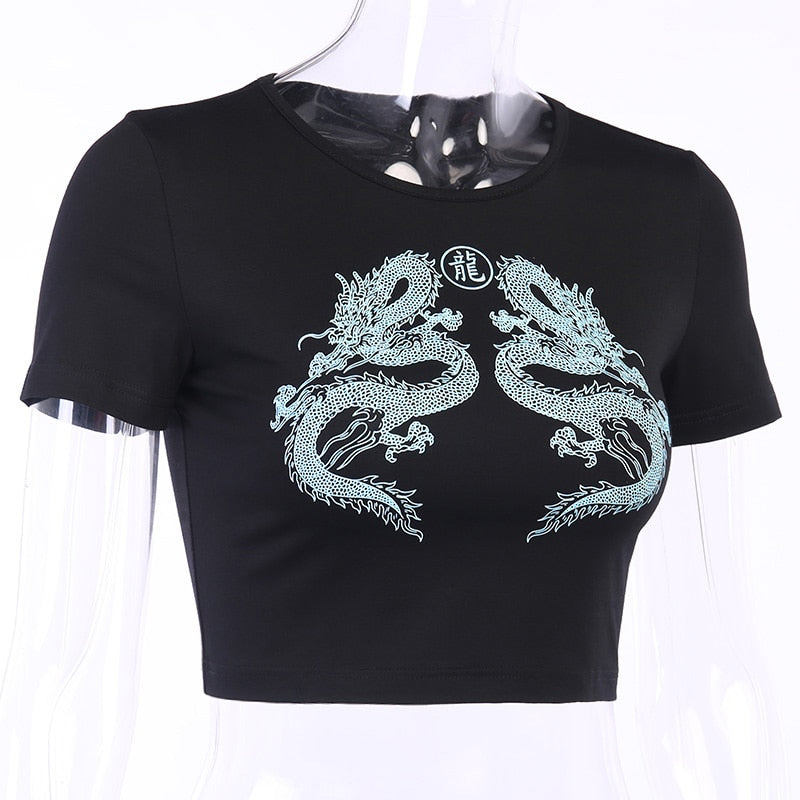 Grunge Goth Black Dragon Goth T-shirt freeshipping - Chagothic