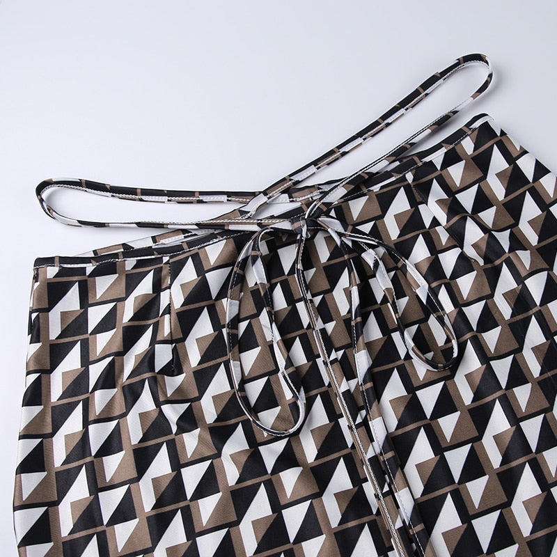 Sexy Brown Geometric Patten Skirt