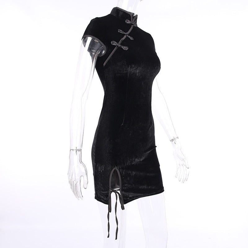 Vintage Cheongsam Black Dress