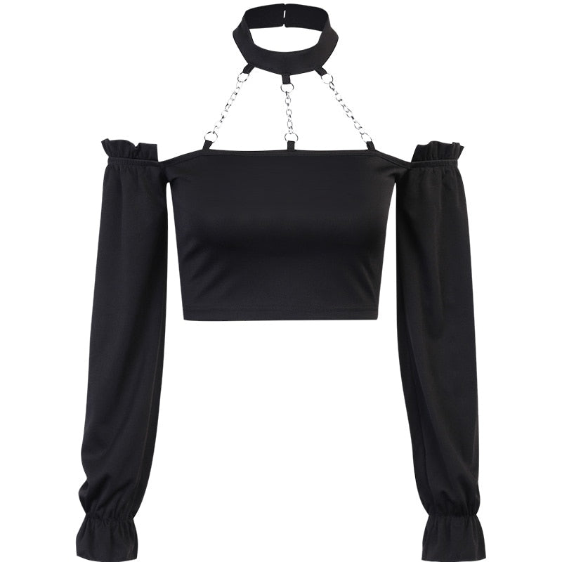 Gothic Harajuku Long Sleeve Top freeshipping - Chagothic