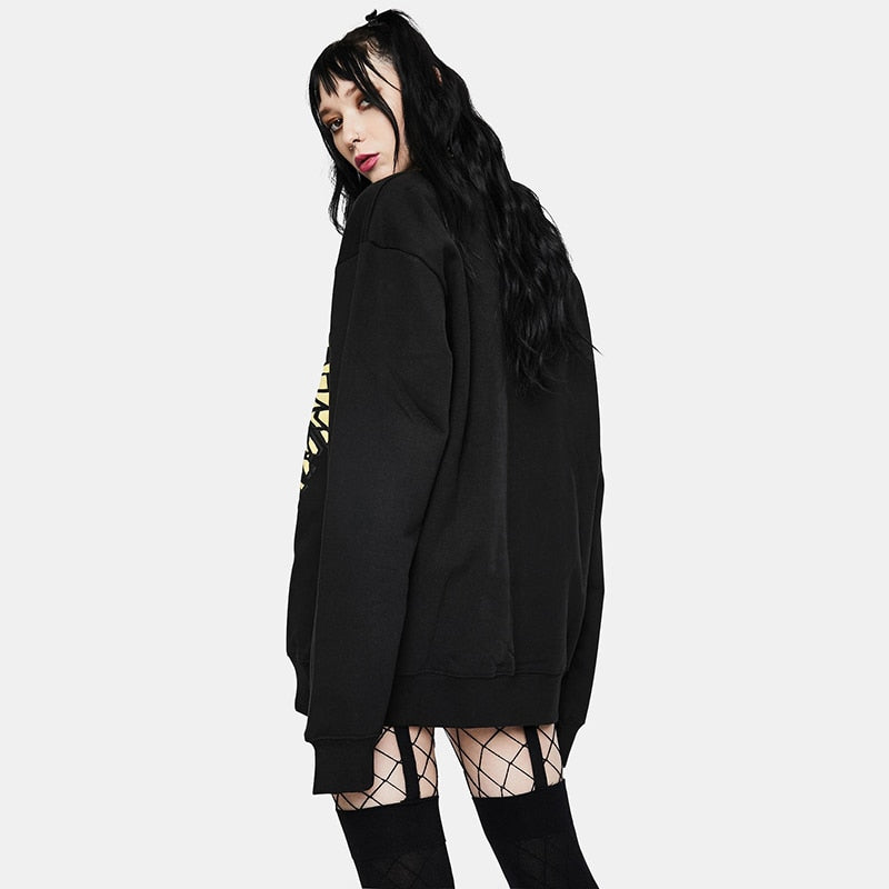 Goth Smile Emo Graphic Print Sweatshirt