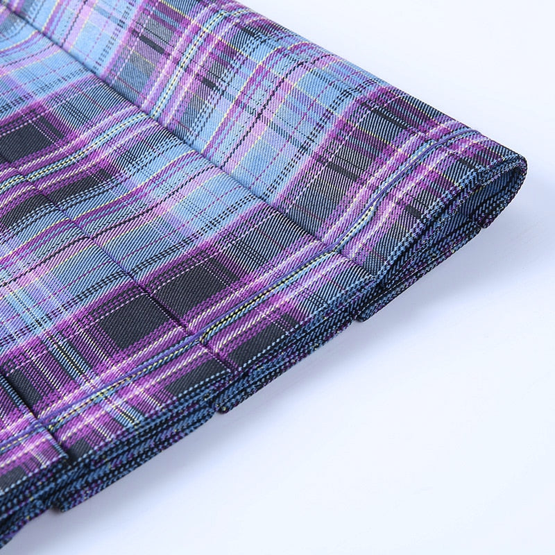 Gothic Plaid Pleated Sexy Skirt freeshipping - Chagothic