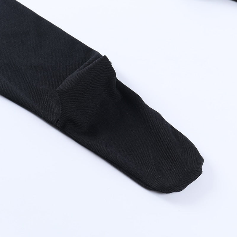 Grunge Black Skull Print Long Sock