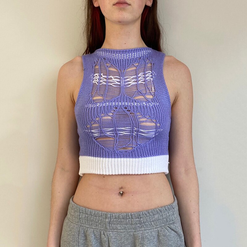 Gothic Patchwork O Neck Tank Top