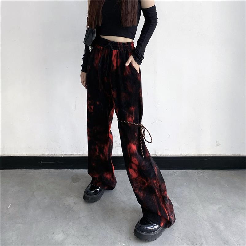 Grunge Tie Dye Red Flame Pant