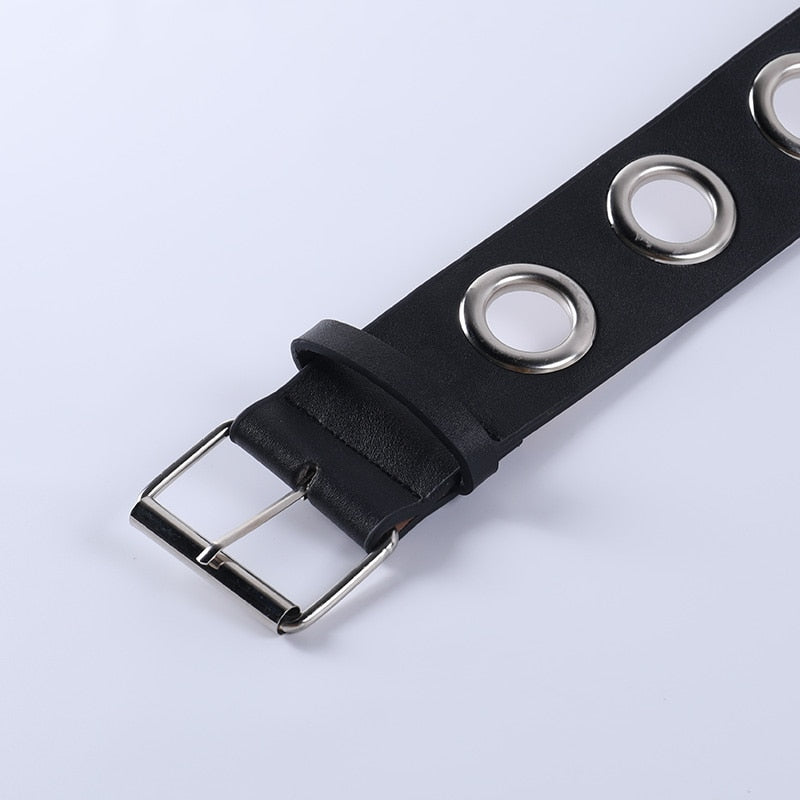 Punk Cut Out Ring Leather Belt
