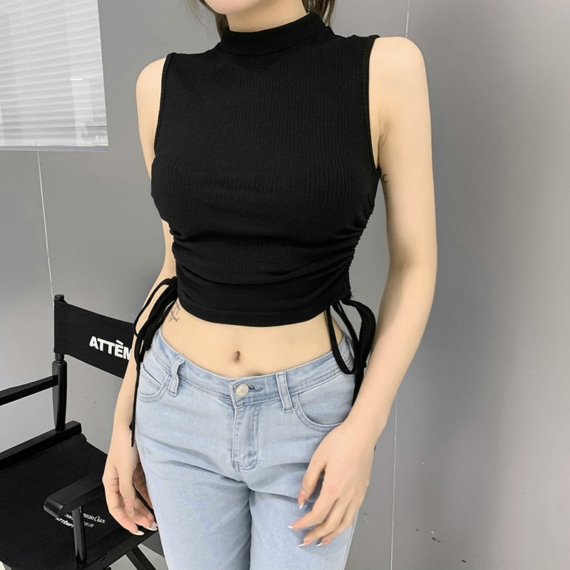 Casual Skinny Black Tank Top freeshipping - Chagothic