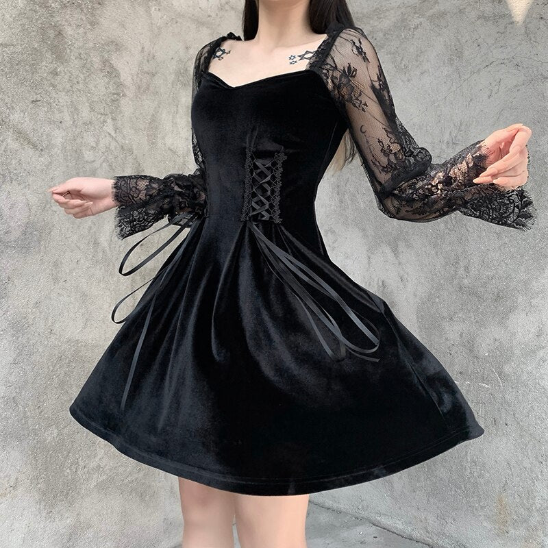 Gothic  Line Mini Dress