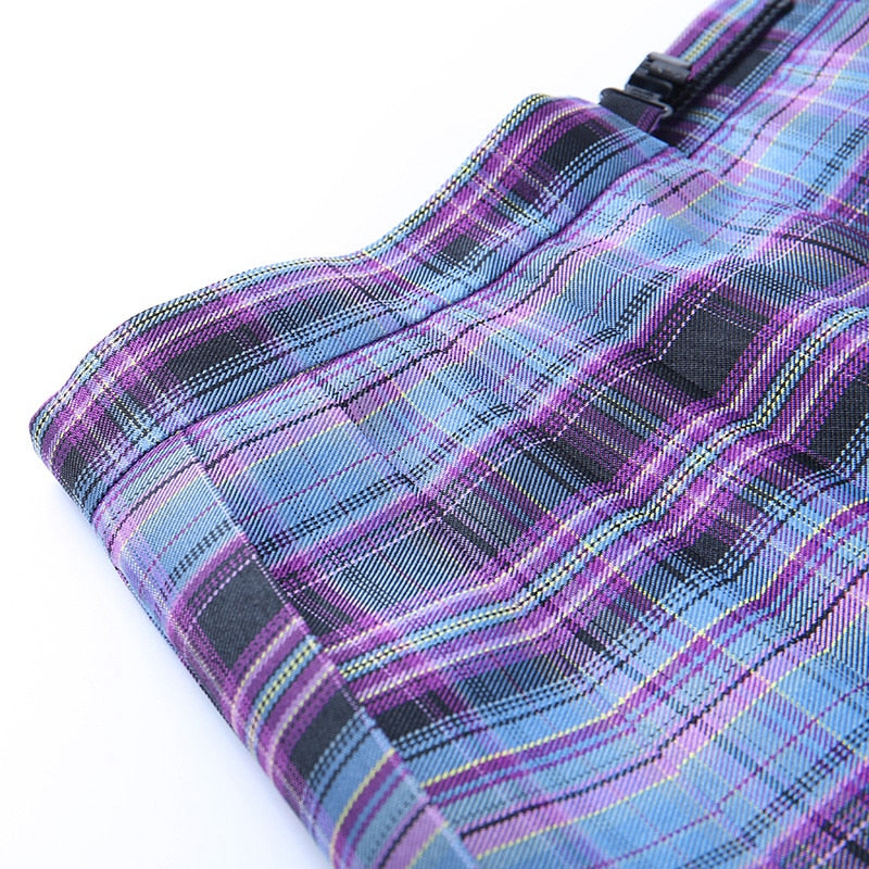 Gothic Plaid Pleated Sexy Skirt freeshipping - Chagothic