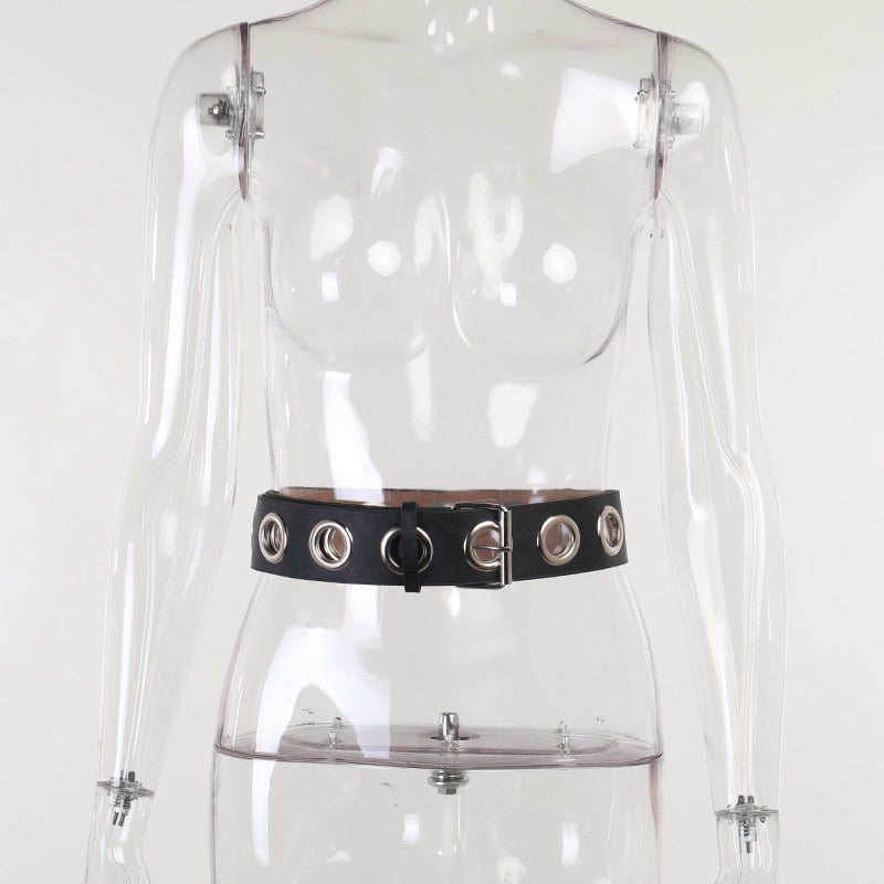 Punk Cut Out Ring Leather Belt