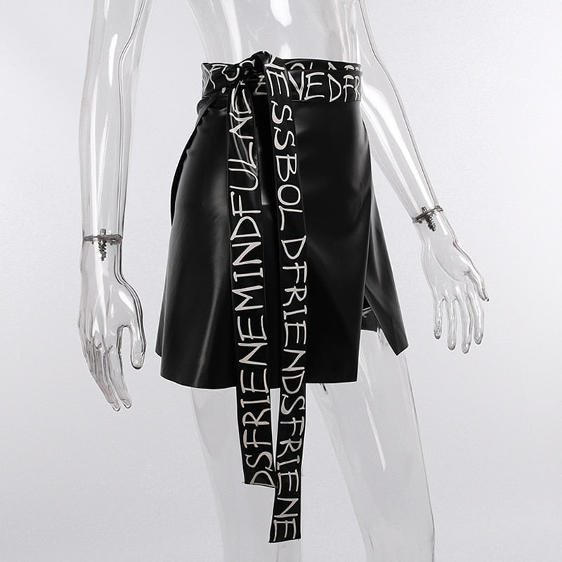 Leather High Waist Mini Skirt