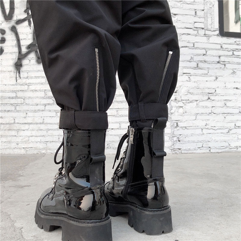 Punk Big Pocket Zipper High Waist Pant