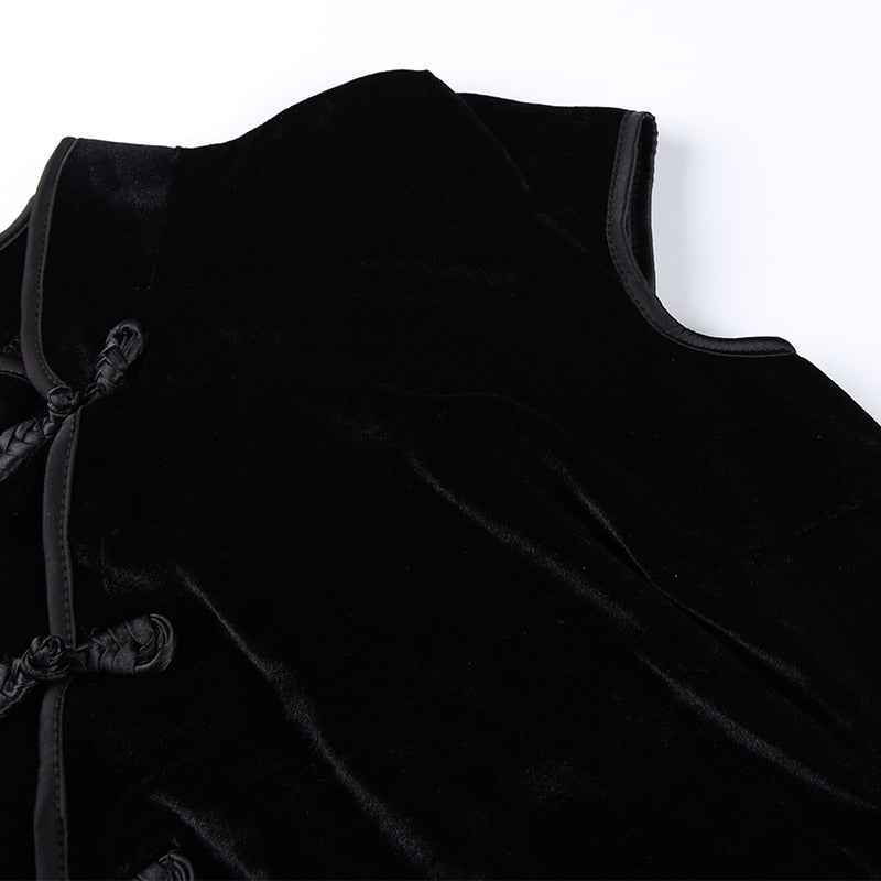Vintage Cheongsam Black Dress