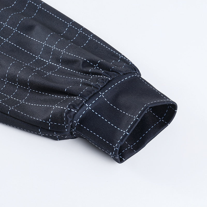 Gothic Black Plaid Turtleneck Dress