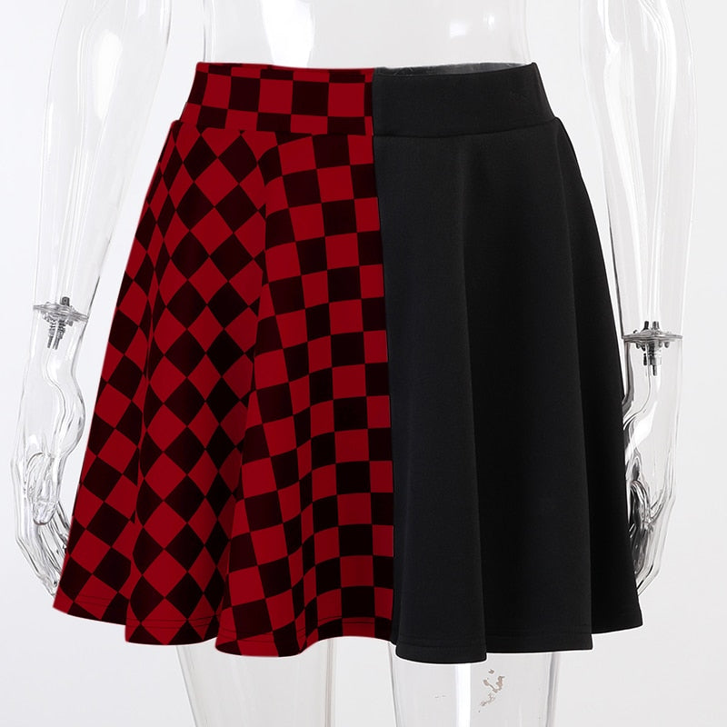 Gothic Plaid A Line Mini Skirt