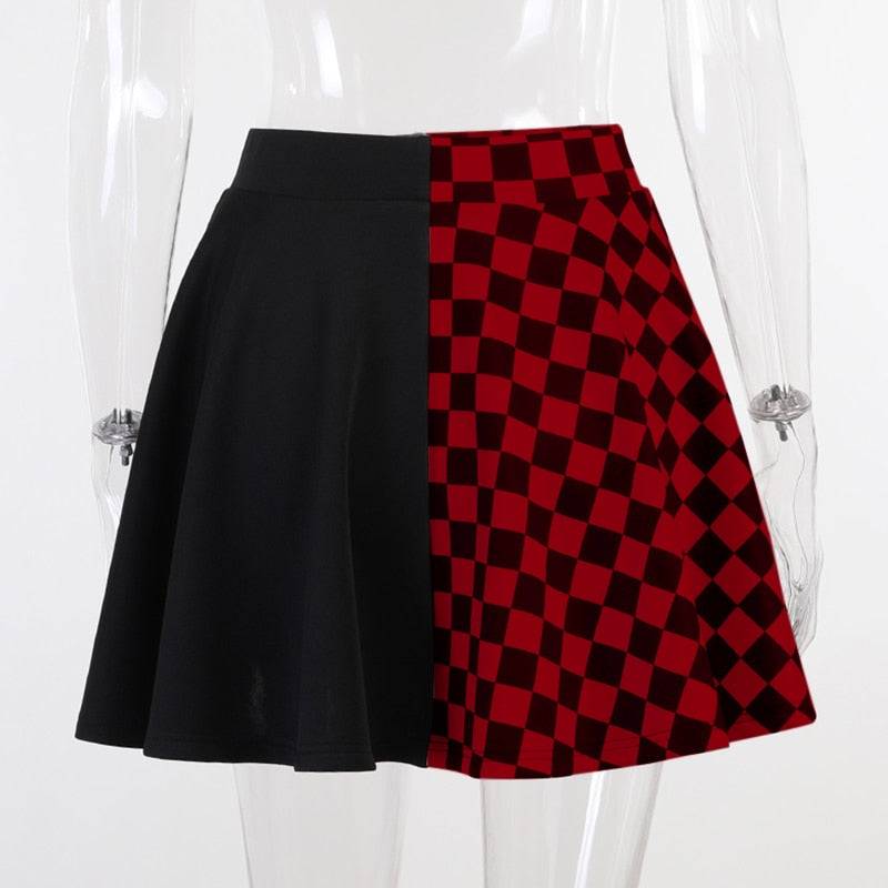 Gothic Plaid A Line Mini Skirt