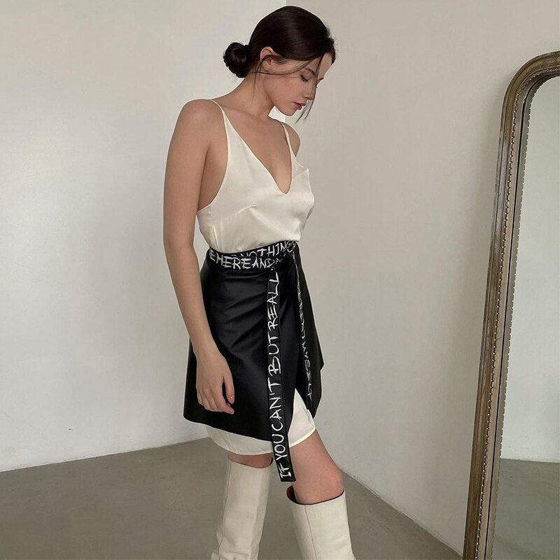 Leather High Waist Mini Skirt